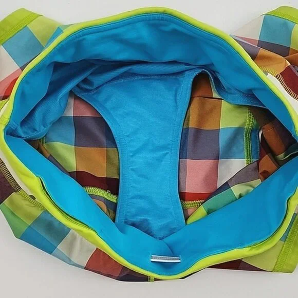 Lululemon Special Edition Seawheeze Multi Lime Blue Plaid Short 4.5" Inseam Sz 4 - Picture 8 of 12